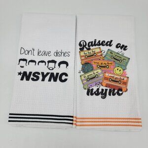 N'SYNC Dish Towel Lot Of 2 Raised On Naync .. Don't‎ Leave Dishes Nsync Novelty
